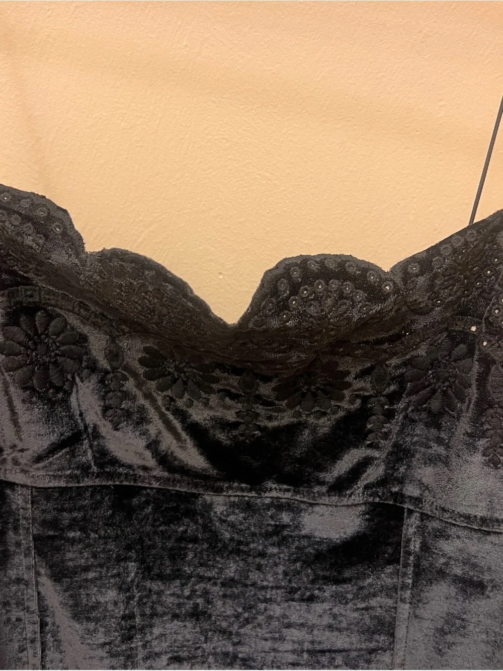 Free People Black Velvet Lace-Trim Slip